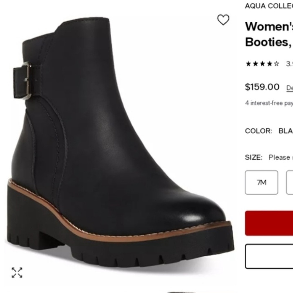 Aqua College Desiree Lug nubuck black ankle chunky boot Size 7 - Picture 8 of 17